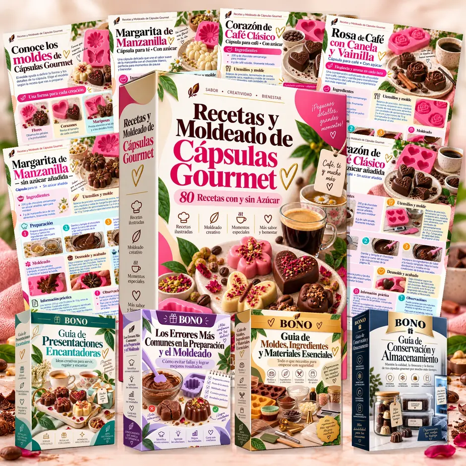 Recetas y Moldeado de Cápsulas Gourmet con los cuatro bonos en español