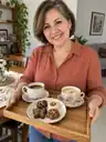 Escena ilustrativa: mujer sirviendo café con cápsulas de chocolate